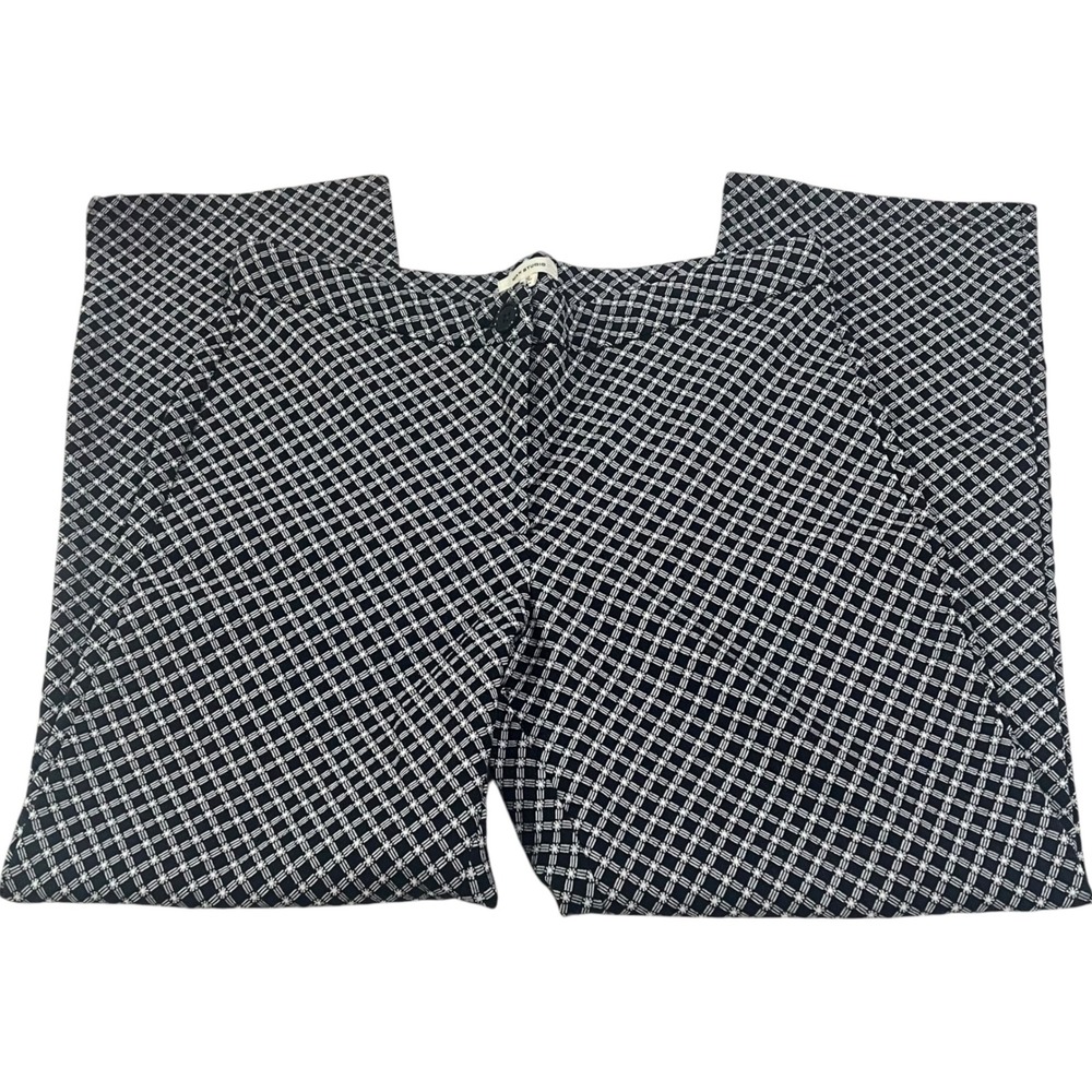 Max Studio Navy & White Geometric Design Pants Women's Size 12 Career Busines